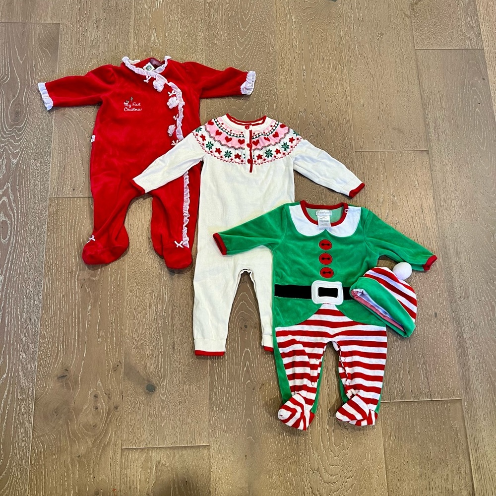 Set of 3 holiday long sleeve outfits size 6-9 months